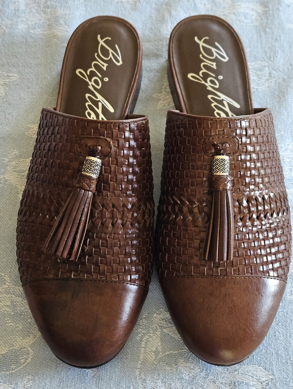 Brighton Brown woven Leather Slip-On mule with block heel Size 10M NWOT - Picture 5 of 8